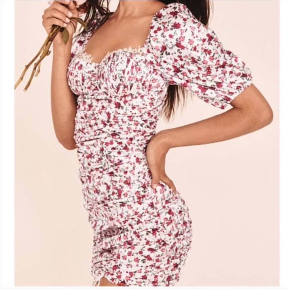 Victoria’s Secret For Love & Lemons Melrose Floral Print Ruched Side Dress (XS)